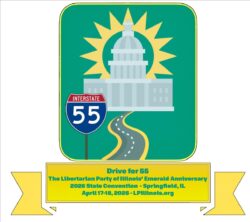 A sun behind the state capital with a sign for interstate route 55.